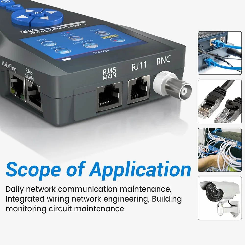 NOYAFA-Cable Tester com PoE e PING Função, Medida LAN, Comprimento, Wiremap, Network Cable Tracker, NF-8601S