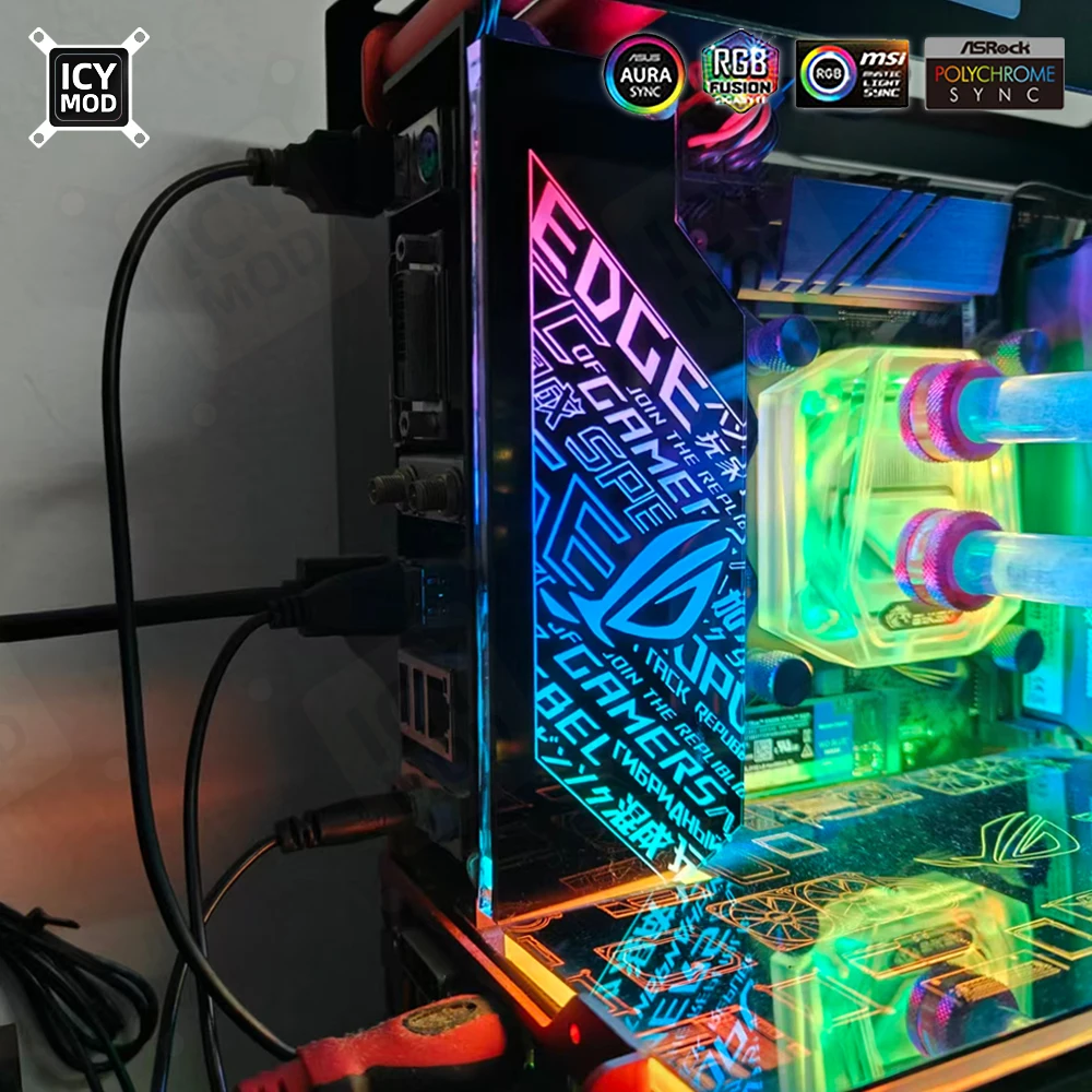 PC Case IO Panel Customize MOBO MOD Mirror Panel AURA Water Cooler Custom 5V3PIN ARGB Motherboard Lighting Panel Customizable