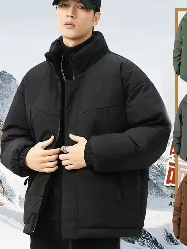 

Американская простая мужская хлопковая куртка-пуховик для осени и зимы, новая повседневная теплая утолщенная молодежная модная верхняя одежда