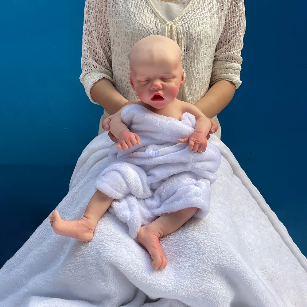 

Sleeping Open Mouth Girl Artist Painted Collector Diy Toy Like Real Baby 18 Inch Long Full Body 100% Silicone Reborn Baby Doll