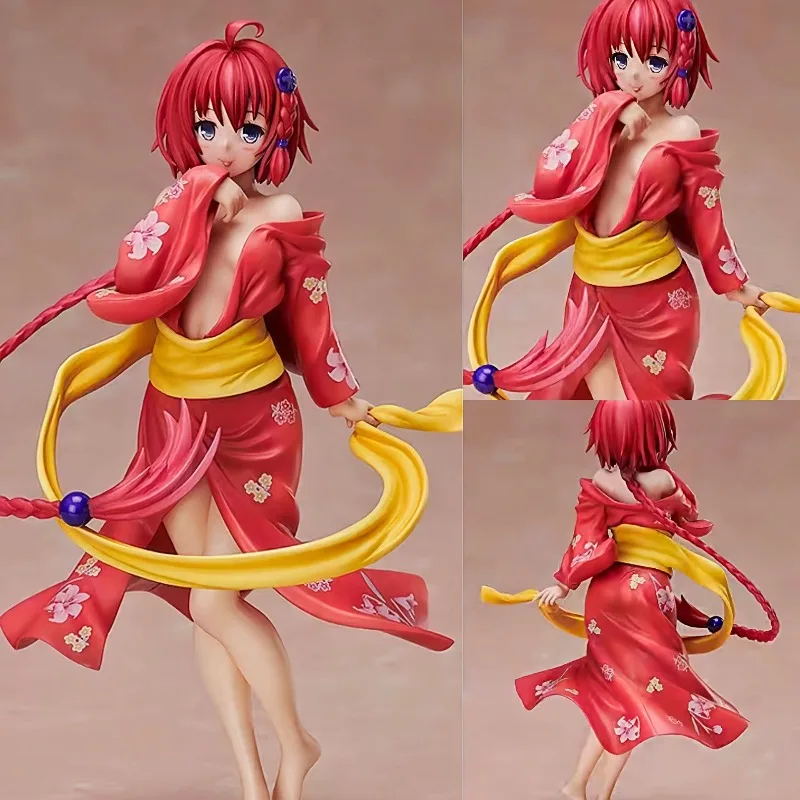 ثوب الكيمونو الياباني الأسود Kawaii أنيمي تمثال الاستحمام رداء أنيمي فتاة جميلة نموذج مجموعة صناديق