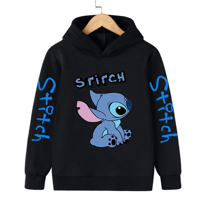 Moletom infantil com capuz Lilo e Stitch, moletom manga, blusa casual bebê, desenhos animados, legal, garoto, menina, menino, novo