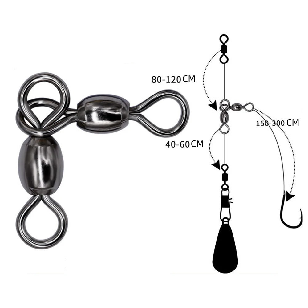 40PCS Messing 3 Angeln Weg Schwenk Kran Wirbel Angeln Bottom Rig Verbinden Die Angelhaken Angeln zubehör