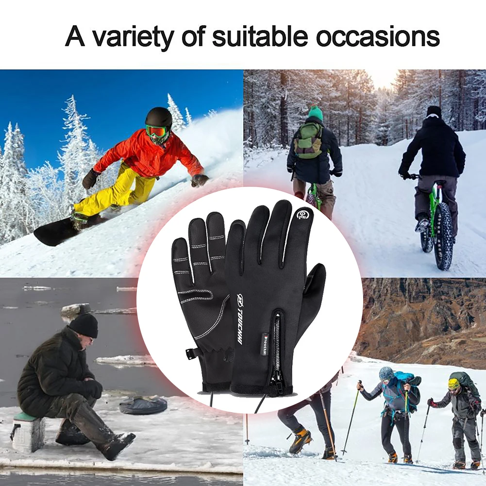 USB Touch Screen Gloves Heated Motorcycle Gloves Winter Ski Gloves Anti-Slip Glove for Cycling Running Driving Hiking Walking