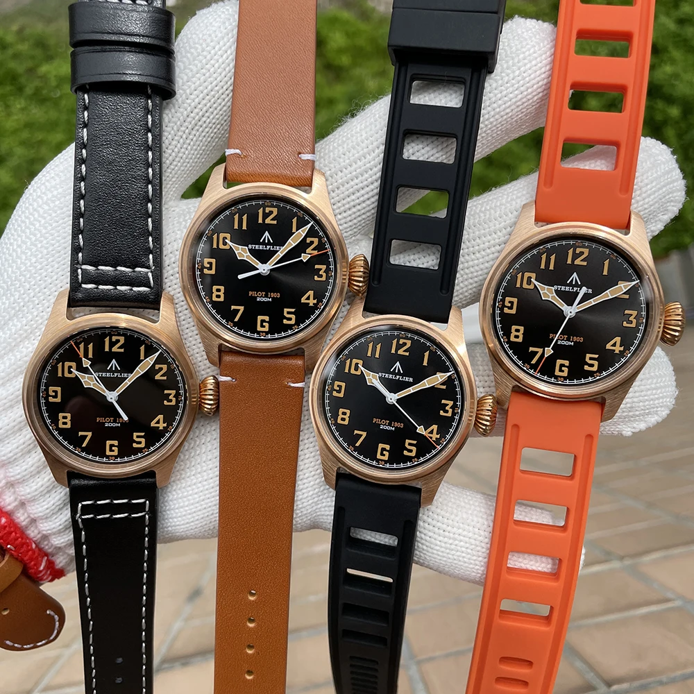 STEELFLIER Official SF740VS Bronze Quartz Watch Sapphire Mirror Swiss Luminous 200M Waterproof VH31 Movement Fashion Wristwatch