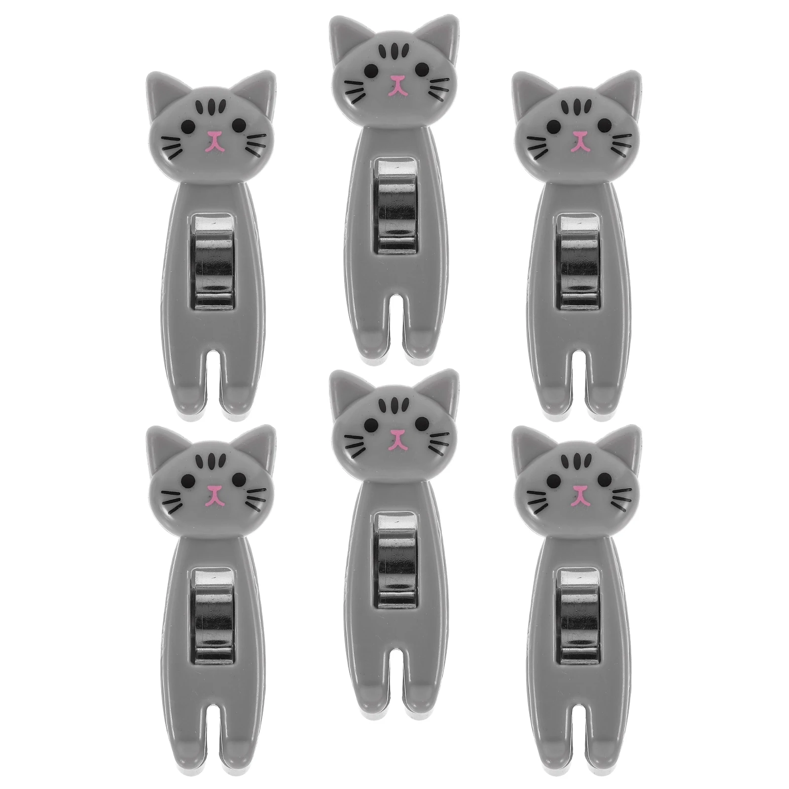 6 мультяшных кошачьих зажимов, многофункциональные прищепки для еды, билетиков, фото, удерживающие полотенца