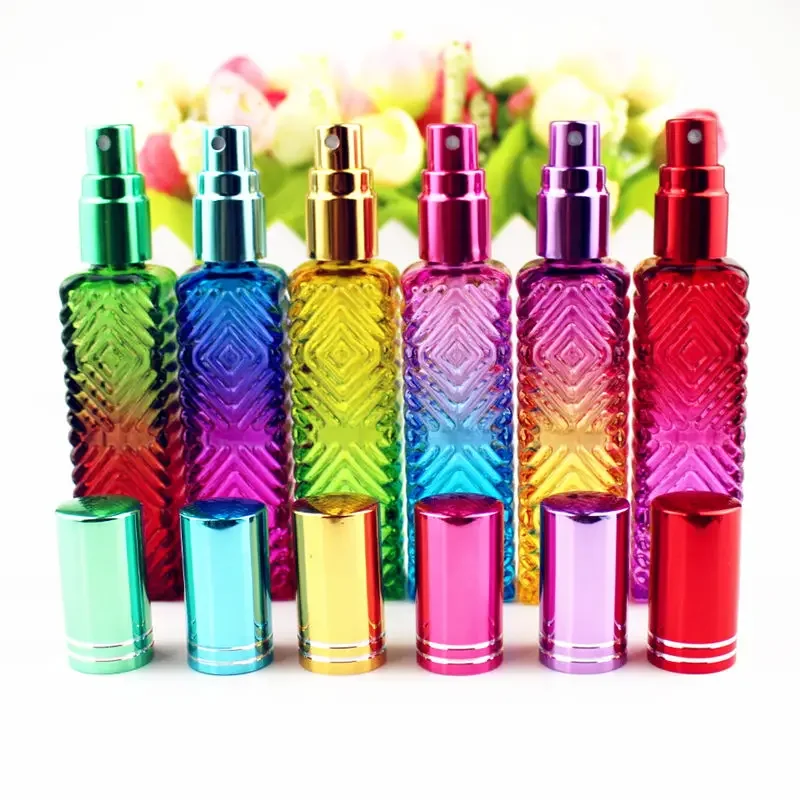 15ml Colorful Square Glass Perfume Bottle Thick Mini Fragrance Cosmetic Packaging Spray Bottles Refillable Glass Vials