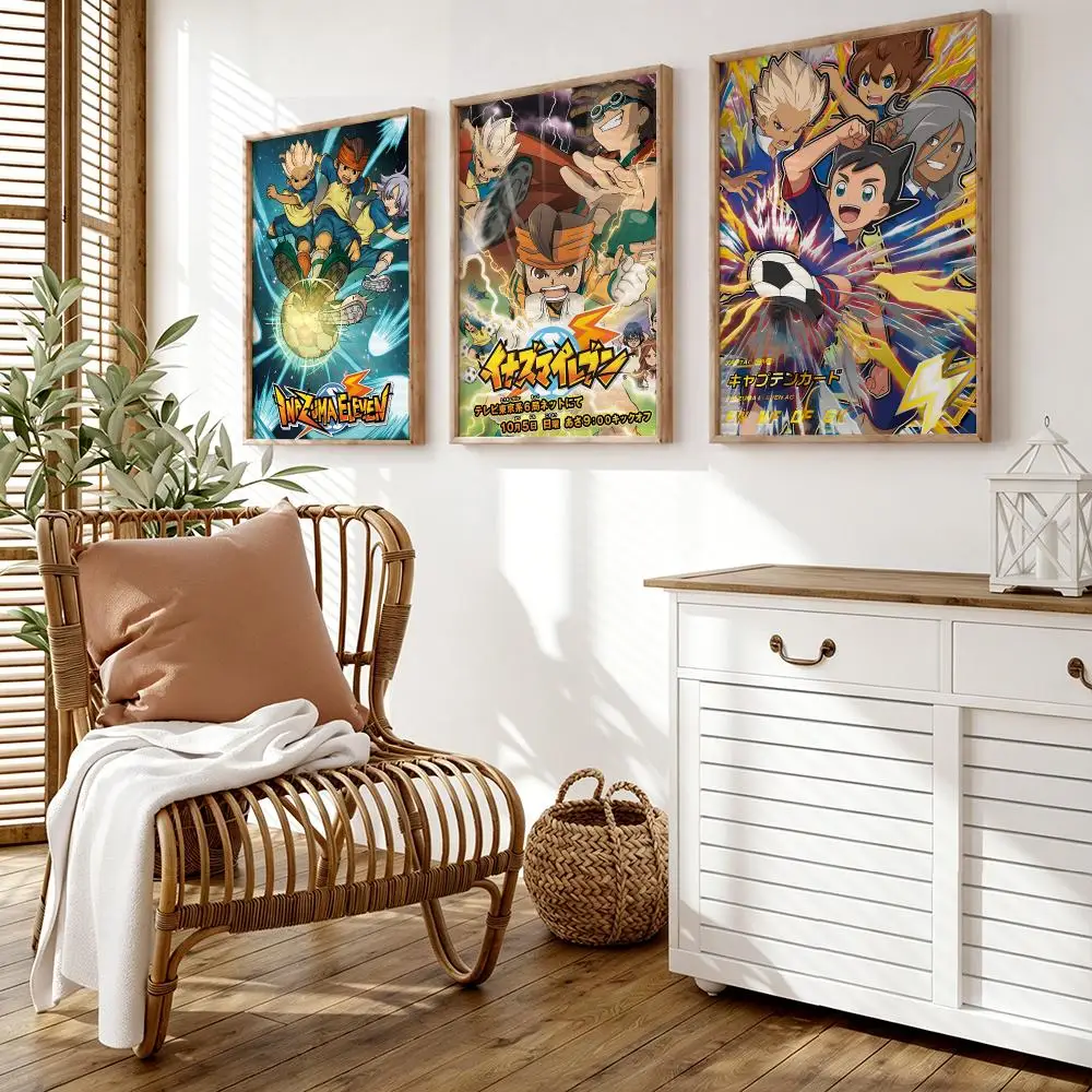 Inazuma E-Eleven Anime Poster Wall Stickers HD Painting Self Adhesive Art Decals for Bedroom Living Room Home Decor