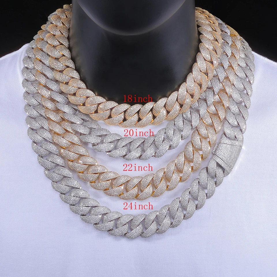 Hip Hop Full Iced Out Zircon 5-Row Stone Heavy And Thick Necklace