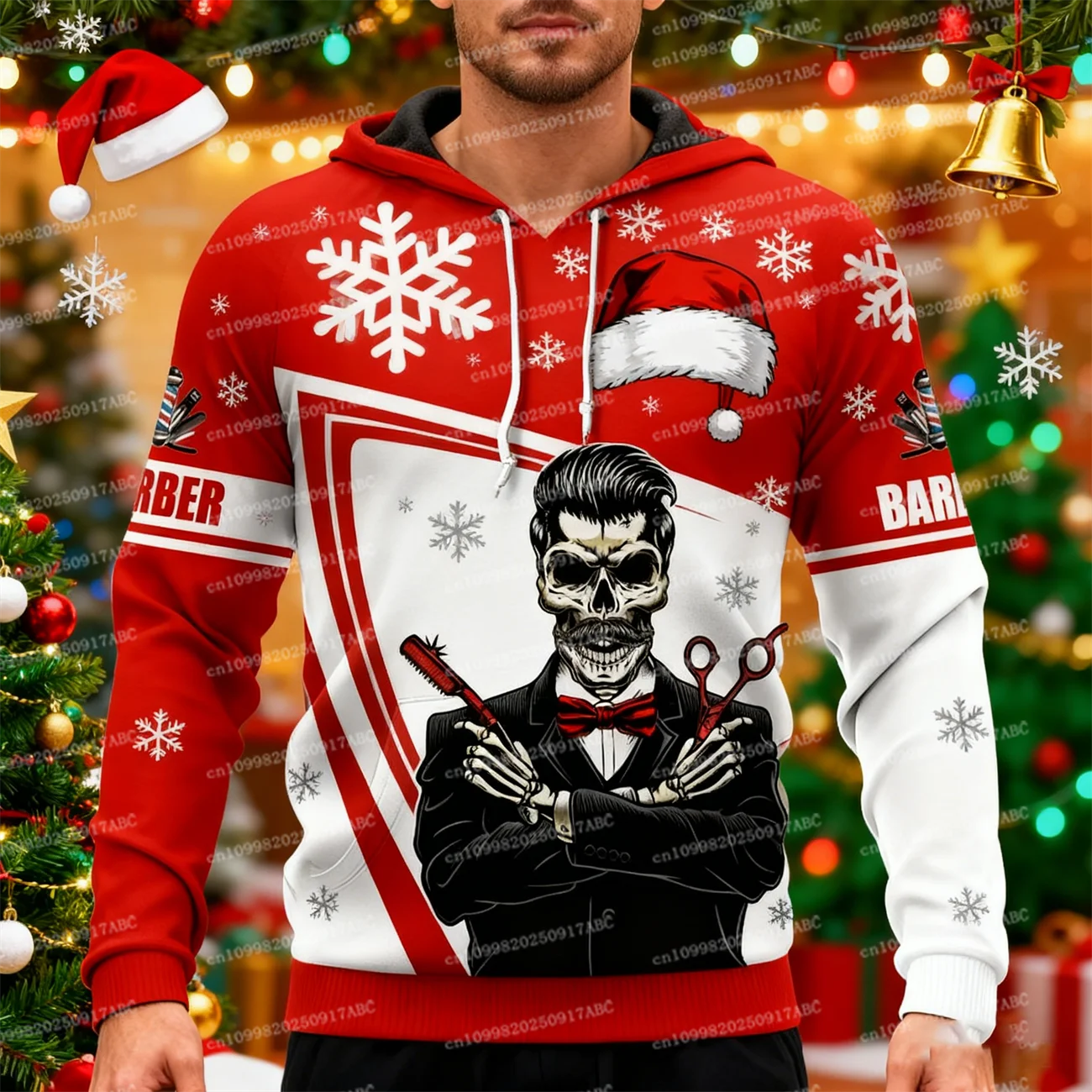 

Рождественская толстовка с капюшоном для парикмахерской, графические толстовки с капюшоном и 3D принтом, мужской топ большого размера с длинными рукавами y2k, женская толстовка с капюшоном, детская толстовка