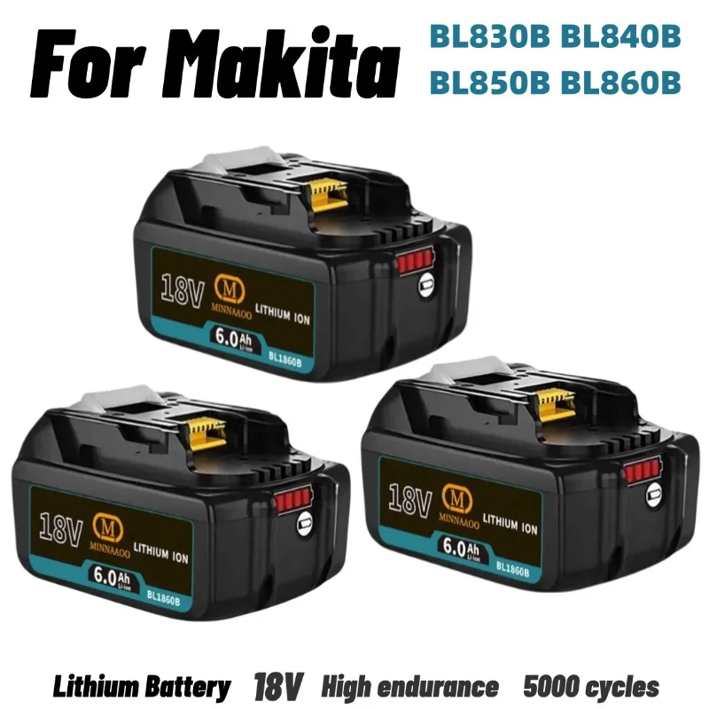 

For Makita 18V 6Ah rechargeable power tool battery with LED lithium-ion substitute BL1860B BL1860 BL1850B BL1840B with Charger