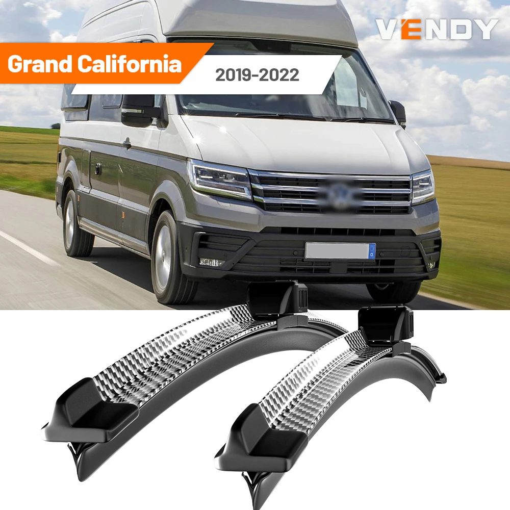 

For Volkswagen VW Grand California 2019-2022 2020 2021 2pcs Front Windshield Wiper Blades Windscreen Wipers Carbon Fibre & Black