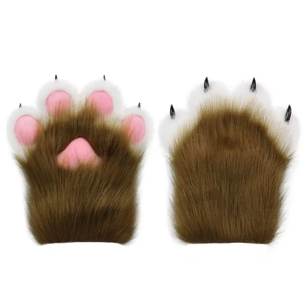 Kawaii Cartoon Cosplay Costume Gloves Warm Squeaky Plush Cat Paw Gloves Plush Kigurumi Gloves Anime Conventions