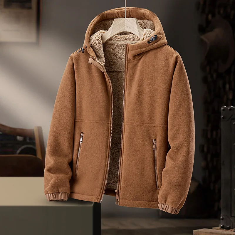 Men's Thick Fleece Warm Fleece Zipper Jacket For Autumn And Winter Outdoor Sports Camping Hunting Running Hiking Fishing Jacket
