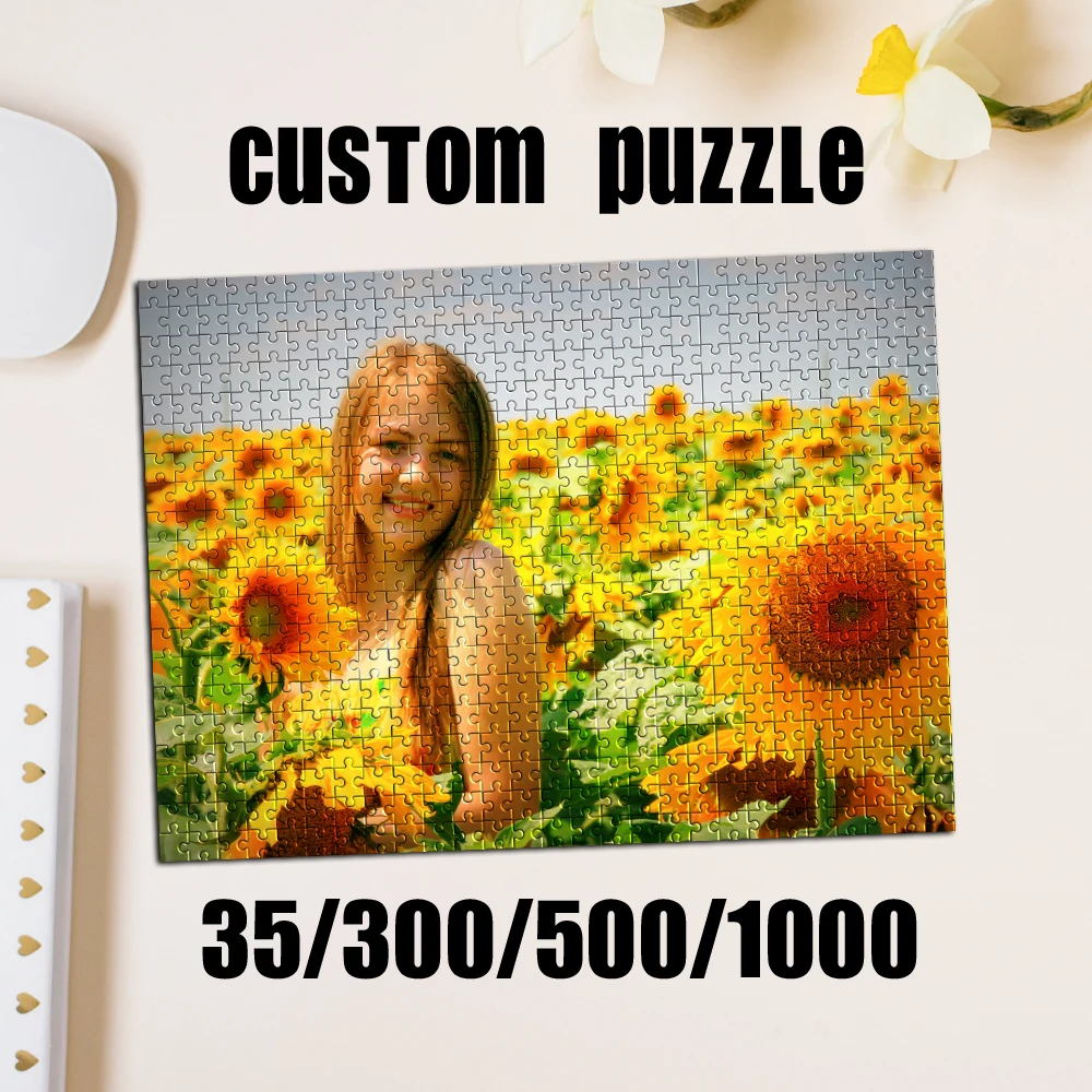 35/300/500/1000 Stück personalisiertes, individuelles Foto-Touristen-Selbstporträt-Puzzle für den Schulanfang, Halloween, Weihnachten, Neujahr
