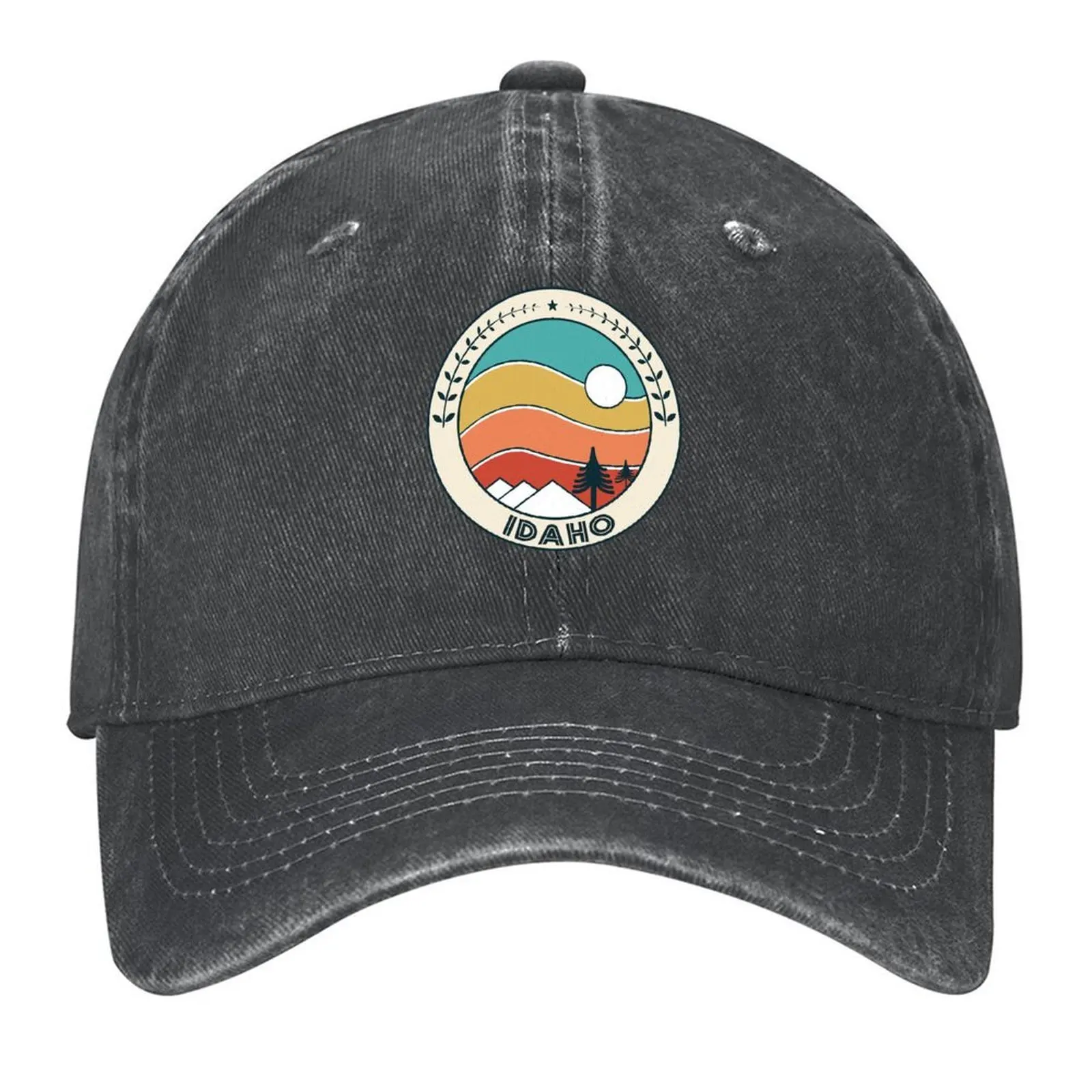 

Idaho Retro Vintage Sunset - Idaho Mountain Souvenir - Gift - Hometown Hiking Nature Baseball Cap hard hat Mens Women's