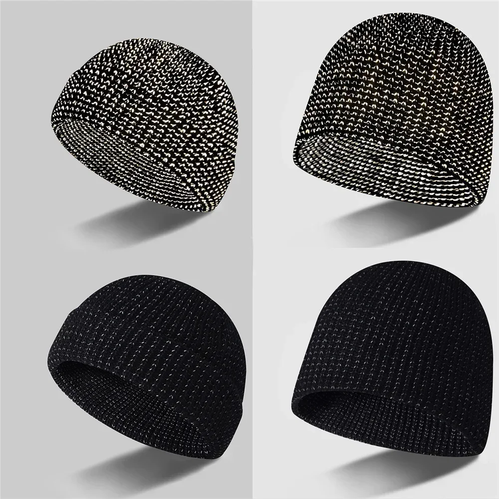 TOHUIYAN Reflective Knitted Hats for Women Fall Winter Skullies Beanies Fashion Ladies Bonnet Warm Caps Branded Gorros Men Hat