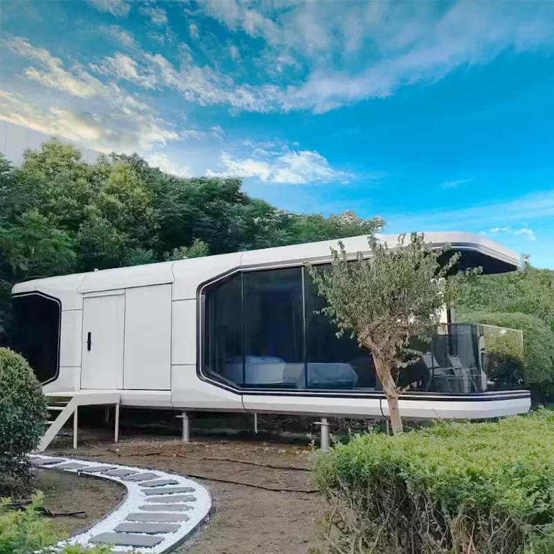 Maison de conteneur préfabriquée de 268 /375 pieds carrés, capsule spatiale de précision, module de maison, tente de camp à cadre en acier construite en usine