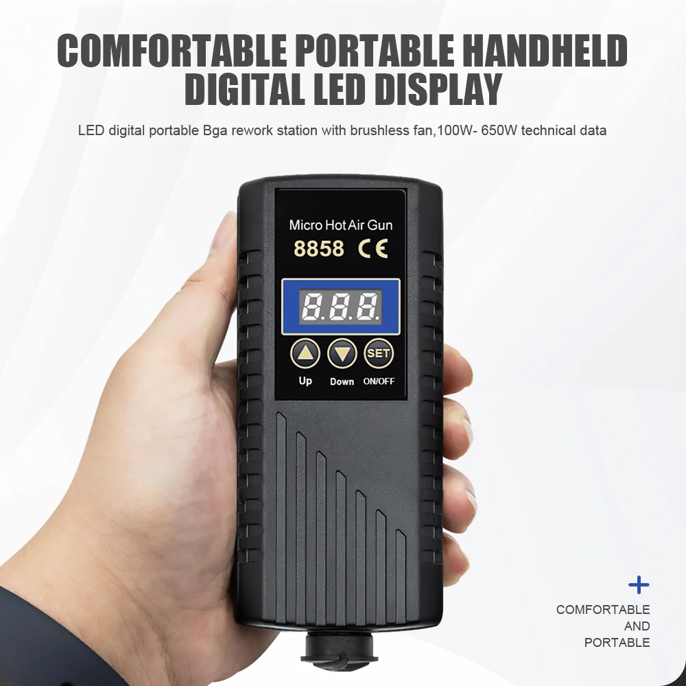 JCD 750W 8858A Hot Air Gun Micro Rework Soldering Station LED Digital Hair dryer for Soldering Heat Gun Welding Repair Tools