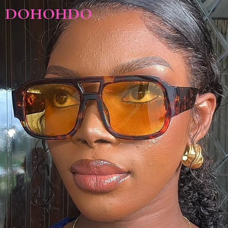 

Trendy Brand Double Bridge Square Pilot Women Sunglasses Retro Oversized Men Sunglass Driving Travel Shades Ladies Lentes UV400