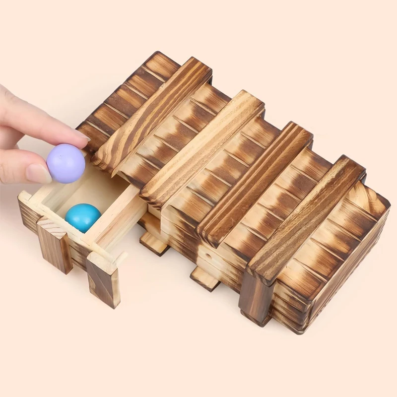 2PCS Puzzle Boxes With Hidden Compartments And Secret Drawers 3D Wooden Brain Teasers For Adults And Kids Creative Gift Ideas