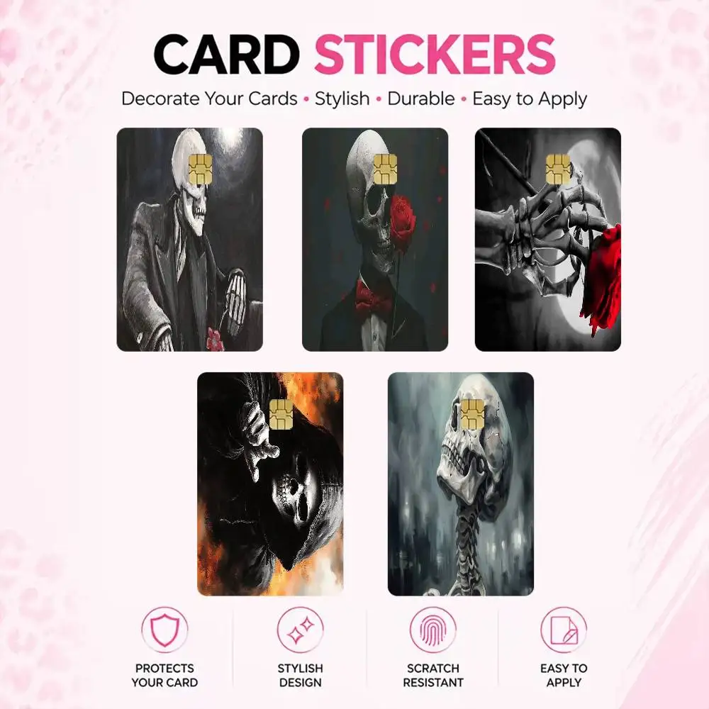 skull High‑Res Game Chip Decals Credit Card Mini Waterproof Vinyl Ornament Useful Gift