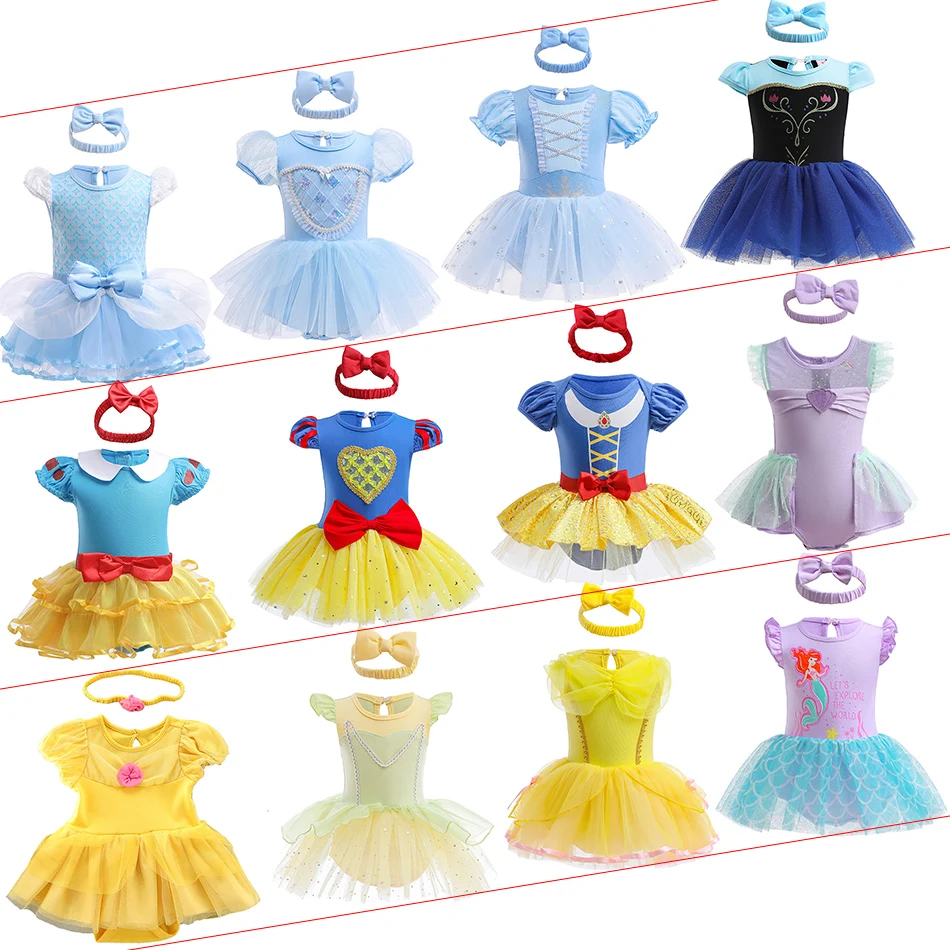 Summer Baby Girl Princess Dress With Headband Little Kid Halloween Carnival Party Fantasy Romper Infant 1 Years Birthday Costume