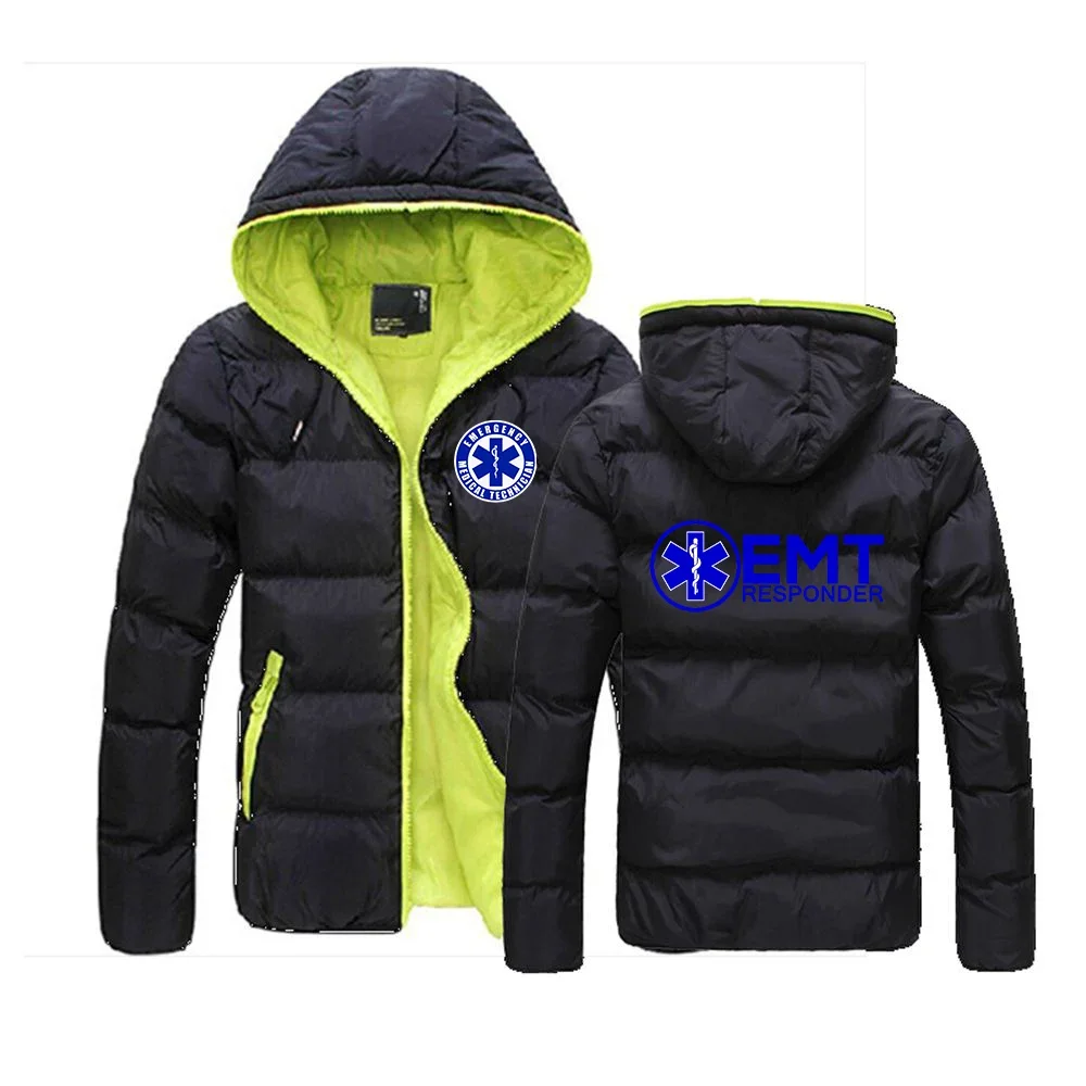 

EMT Paramedic Emergency Medical 2024 Men's Winter Cotton Padded Jacket Parka Outerwear Thickening Keep Warm Windbreaker Coat