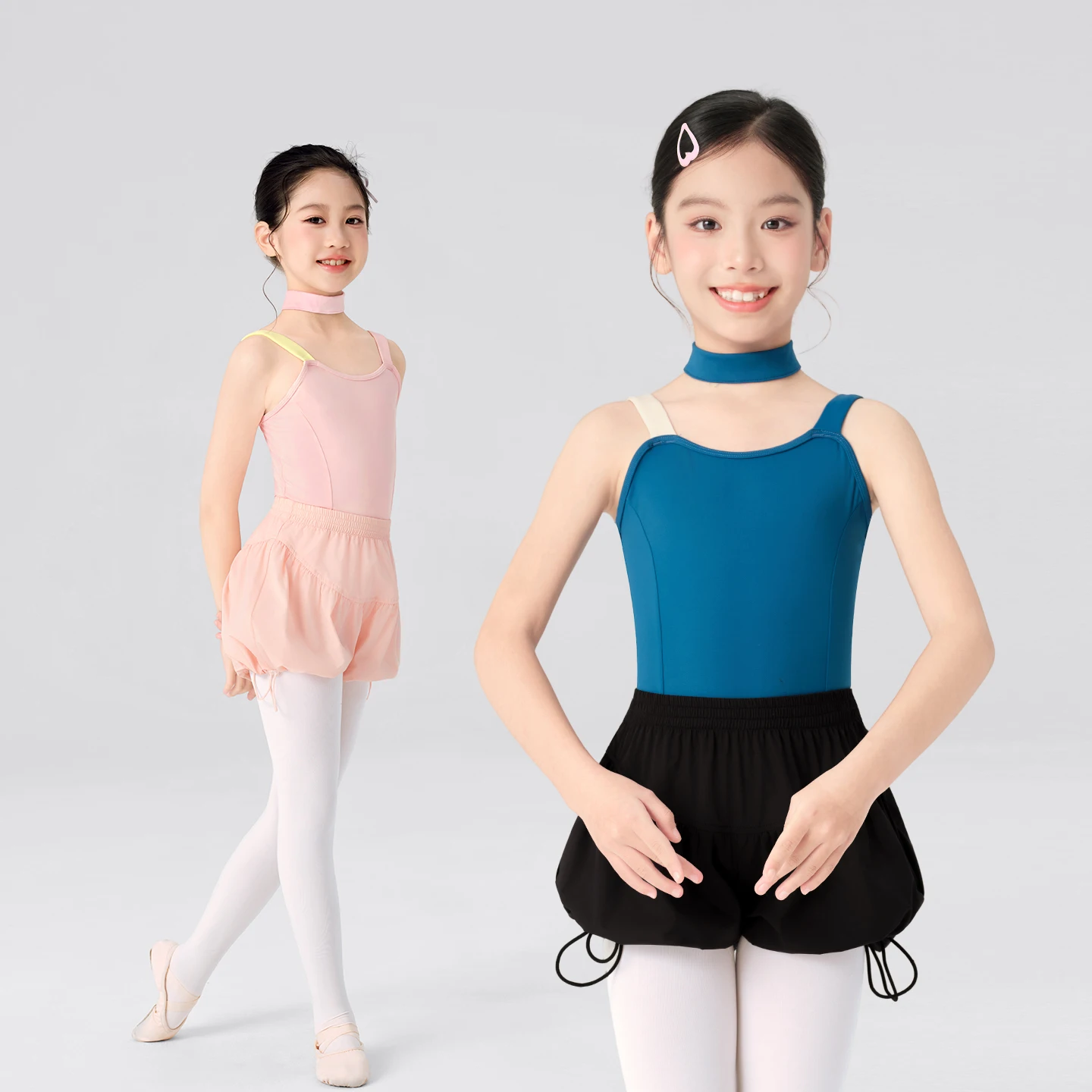 Dziecięce dziewczęce trykoty baletowe z kolorowymi wstawkami, ramiączka, stroje gimnastyczne do tańca, młodzieżowe nylonowe trykoty taneczne typu camisole.