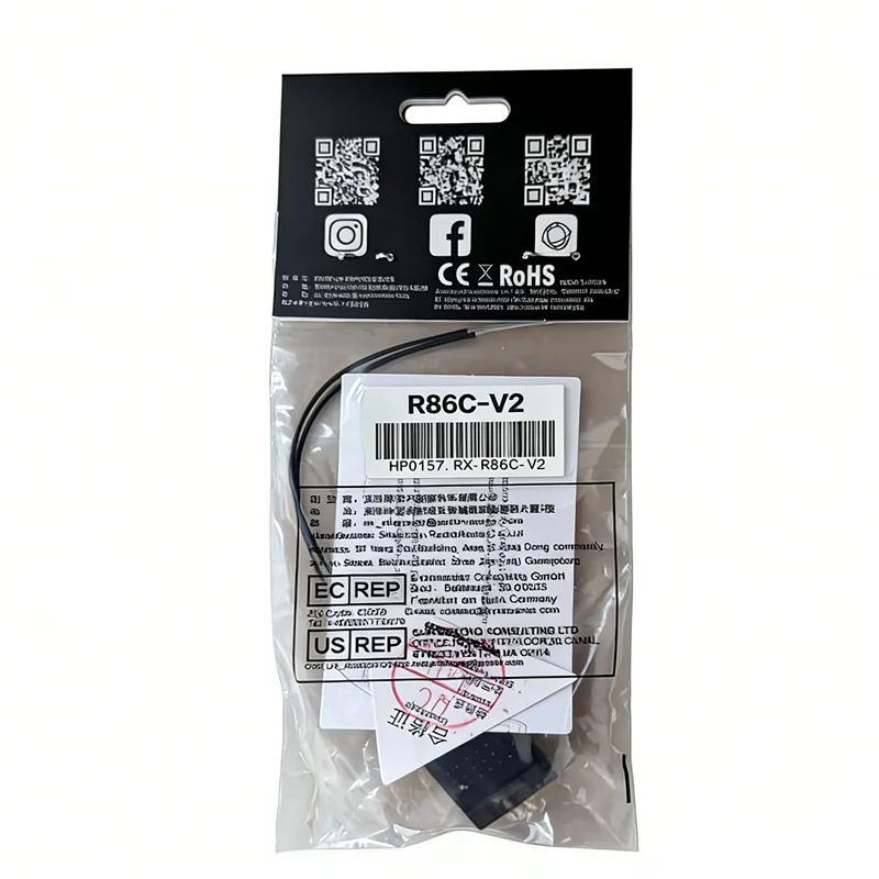 Radiomaster R86C V2 2.4GHz Receiver, 6CH(PWM)/8CH(SBUS), PWM/SBUS, Over 1km Range, for RC & FPV Applications