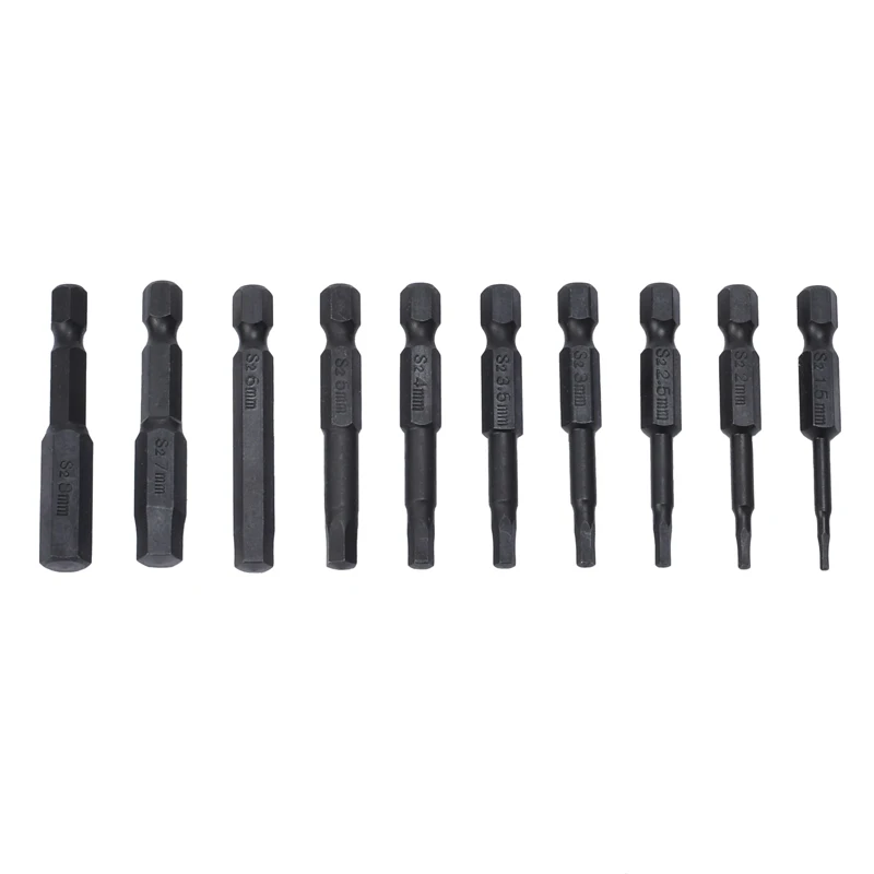 10 Pcs SAE/Metric Hex Head Allen Wrench Drill Bit Set 1/4