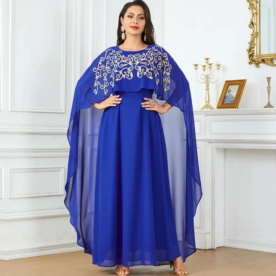 Abayas sem mangas longas para mulher muçulmana, elegante, bordado, maxi, dubai, kaftan, outono