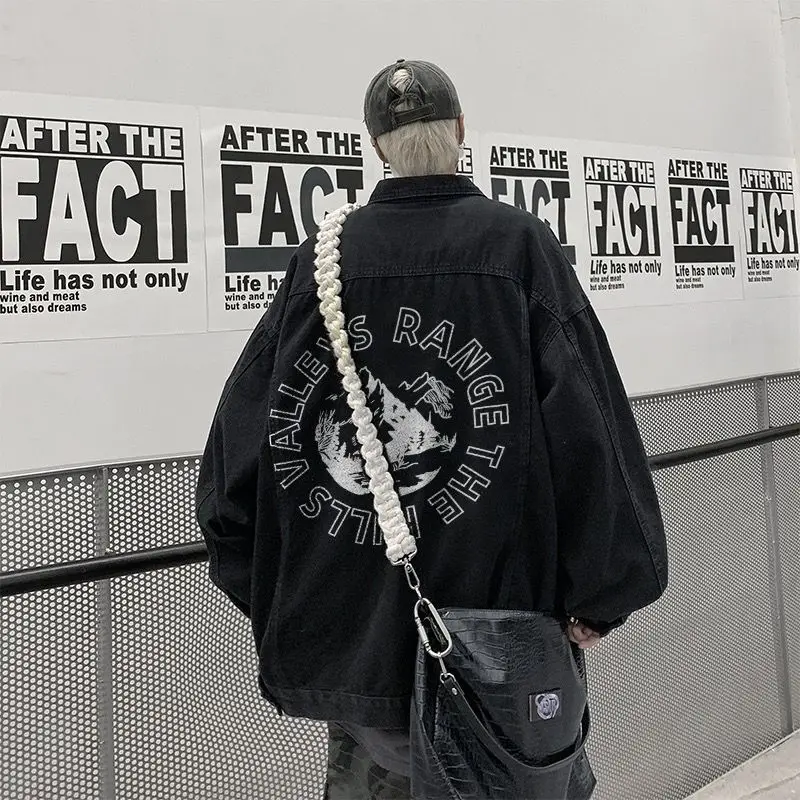 

Oversize Casual Men's Denim Jaet Autumn Winter Large Size Workwear Sle High Street Trendy Brand Leisure Coat Top