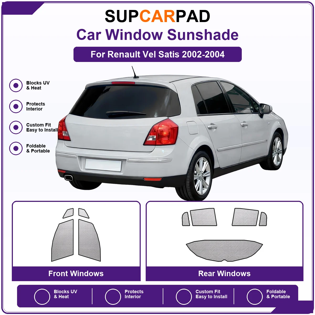 For Renault Vel Satis 2002-2004 Pre‑Cut Auto Window Sunshade Anti‑UV Car Sun Visor Protector