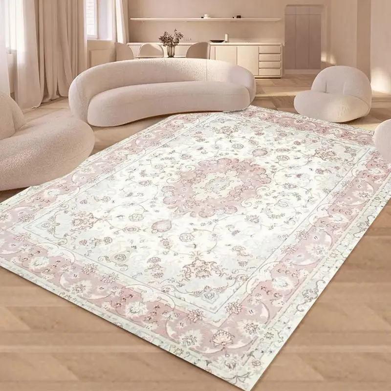 VIKAMA French-Style Pastel Cream-Toned Rug—Durable, Non-Slip Living Room Rug and Bedroom Runner for Home Decor