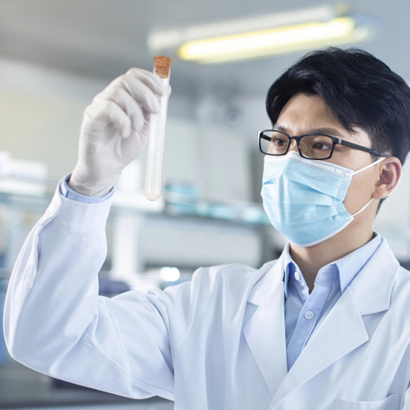 

10Pcs Glass Test Tubes with Cork Stoppers Clear Durable 20x150mm Leak Proof for Sample Storage Liquid Powder