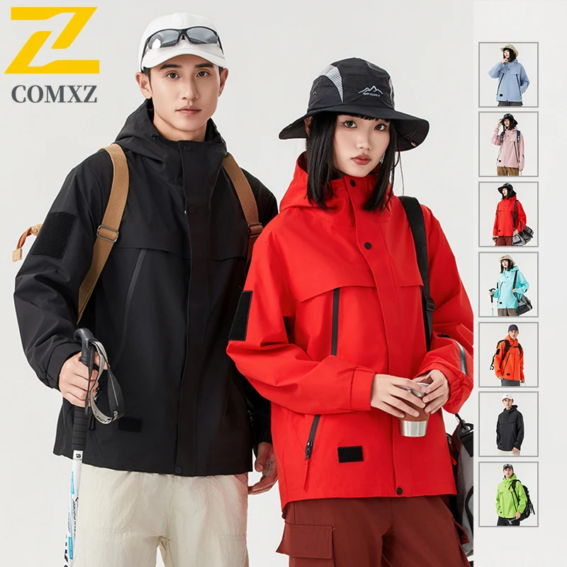 

EiAO Workwear Jacket Waterproof Windproof Hiking Outdoor Loose Fit Breathable Solid Color Single Layer Couple Stain Resistant