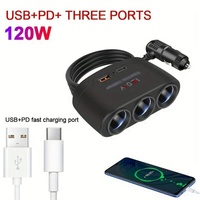 3 in 1 Dual USB Socket 120W Car Cigarette Lighter Splitter 12V 24V Fast Charger Plug Phone Power Adapter for Car DVR GPS Dashcam