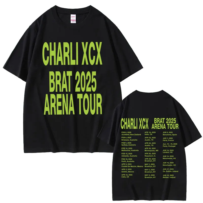 

Charli Xcx Brat 2025 Arena Tour T Shirts Men's Women Fashion Pop Music T-shirts Cotton Oversized Short Sleeve T-shirt Streetwear