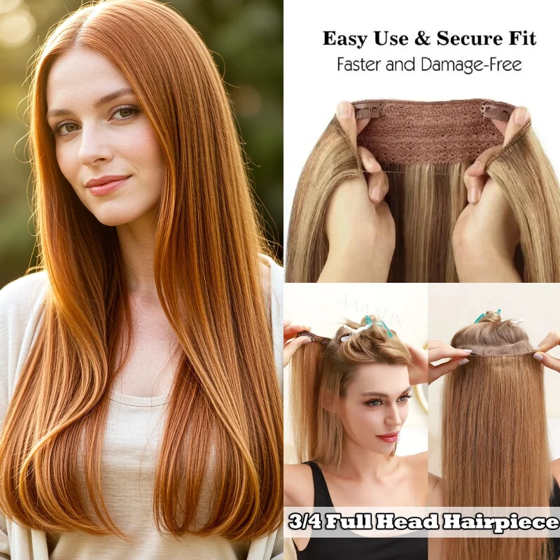 human-hair-fish-line-hair-weft-wig-26inch-clip-in-single-weft-hair-extensions-wholesale-dropship-color-4-613-p4-613
