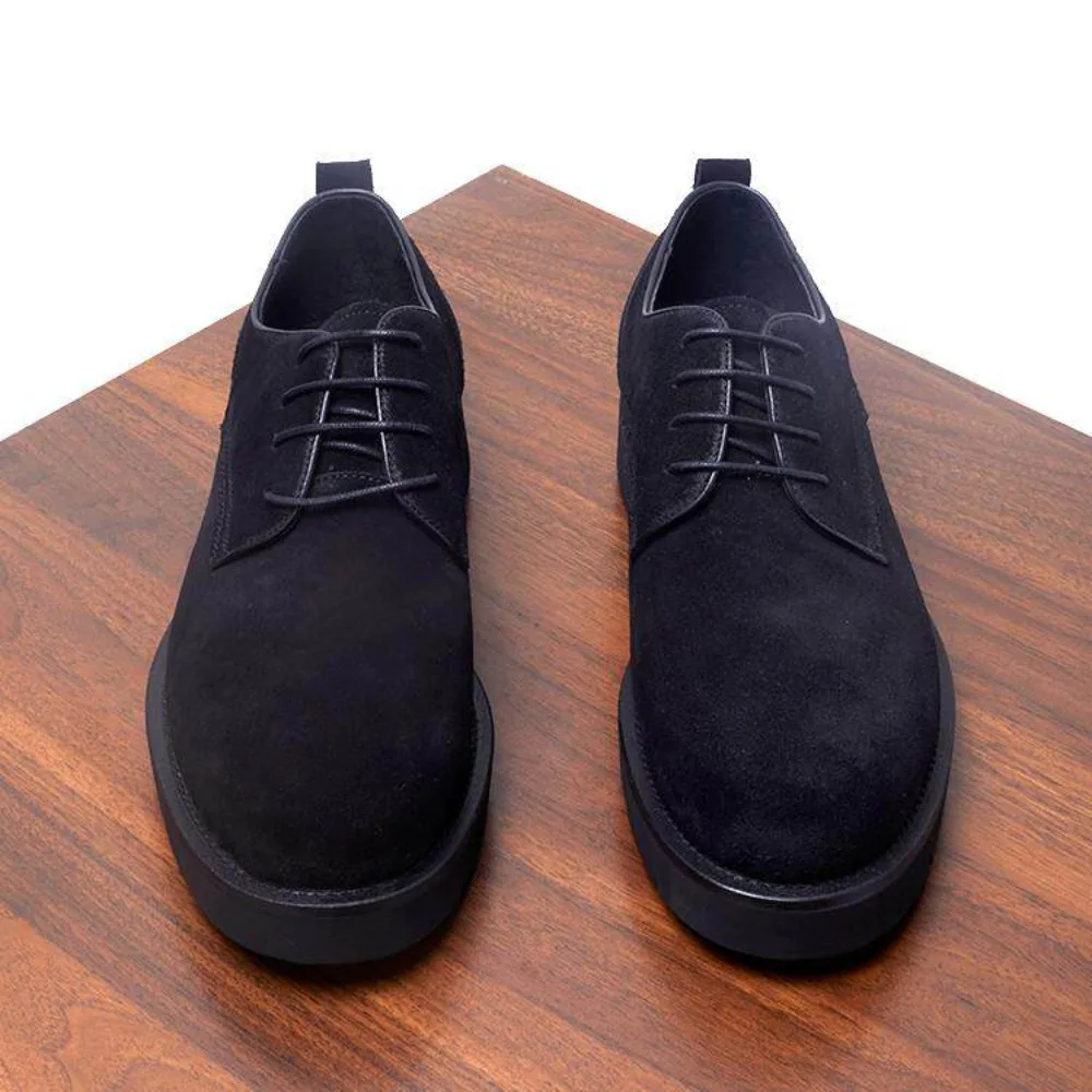 Vintage Low Top Men's Dress Shoes Business British Style Genuine Leather Suede Thick Sole Versatile Casual Leather Shoes for Men