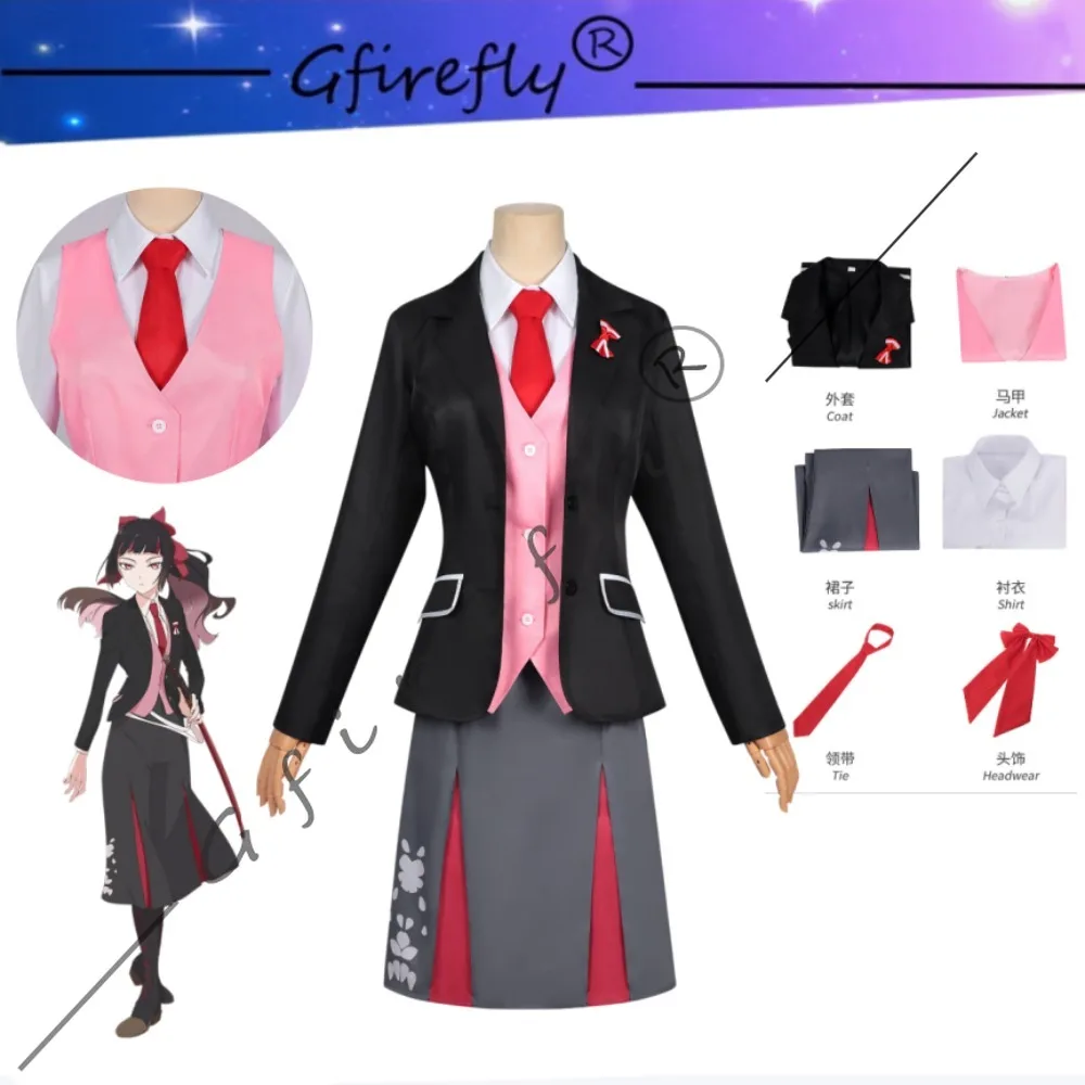 

Agents of The Four Seasons Sakura Himetaka Same Style Cosplay Costume Black Suit with Bow Headwear Carnival Party Outfit