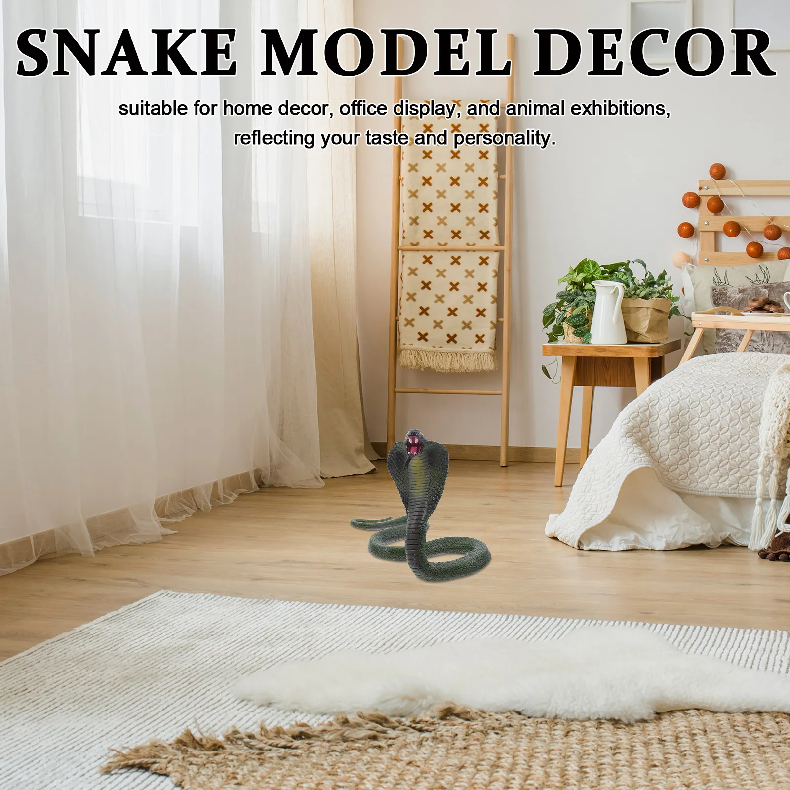 

Realistic Solid Cobra Decoration Sculpture Lifelike Snake Figure for Home Office Desk Display Garden Halloween Prank Decor