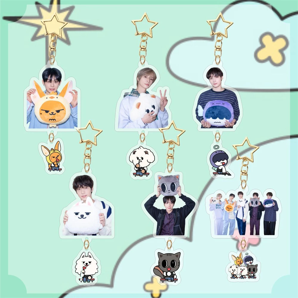 KPOP SOOBIN TAEHYUN мультфильм акриловая фигурка брелок YEONJUN BEOMGYU HUENINGKAI двусторонний брелок для ключей сумка кулон фанаты собирать подарок