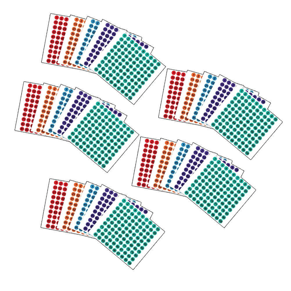 

100 Number Stickers Adhesive White Coated Paper Tags for Inventory Classroom Packaging Labels Mini Small Colored Round