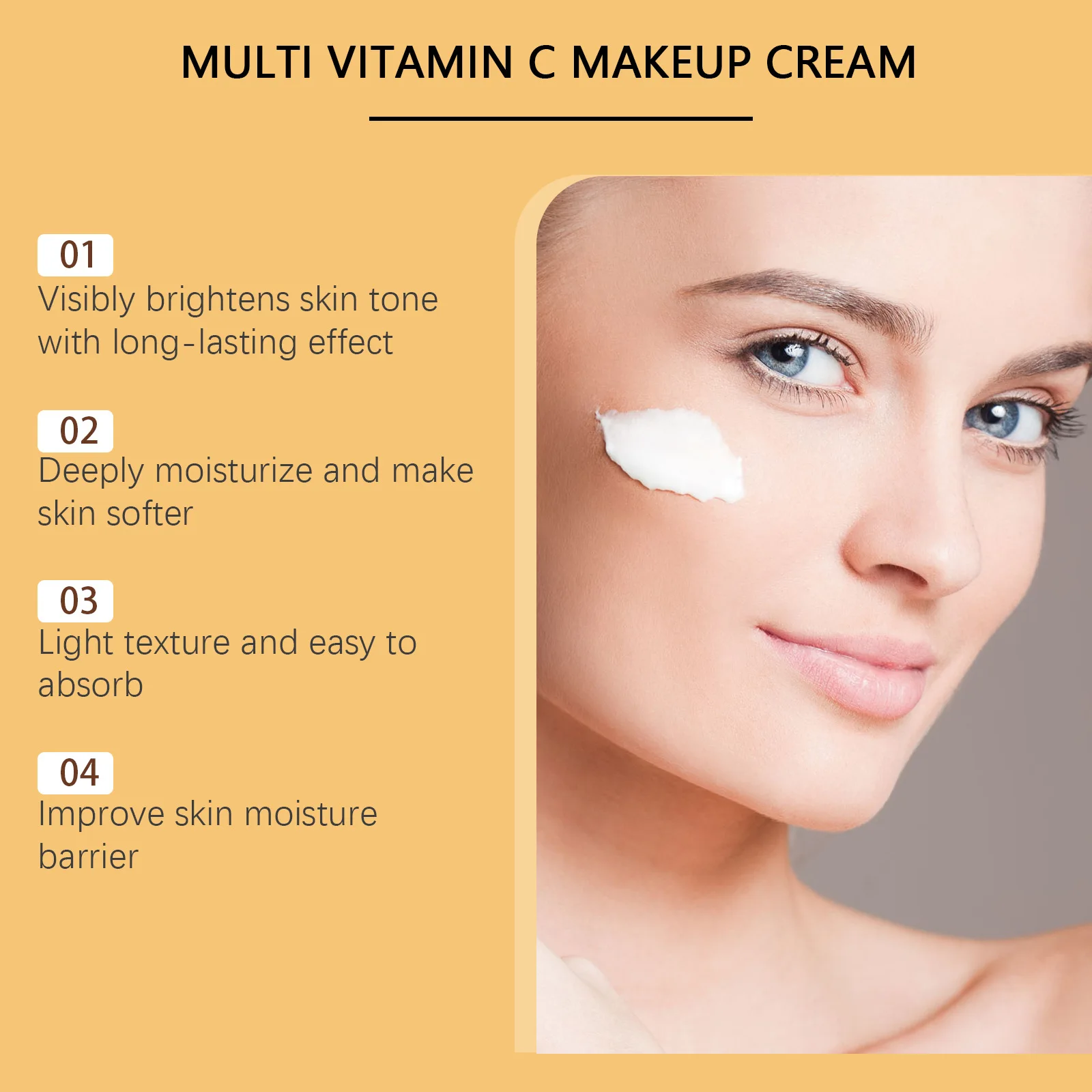 Vitamin C Face Cream Conceal Pores Even Skin Tone up Brightening Moisturize Glow Toning Light Moisturizing Lazy Makeup Cosmetics