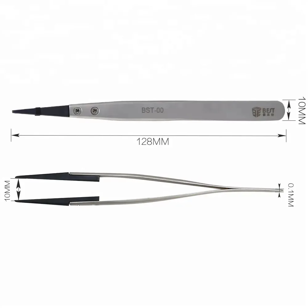 1PC Head-changed Anti-Static Tweezers Plastic Straight Tips Stainless Steel Handle Forceps for Mobile Phone Computer Repair Tool