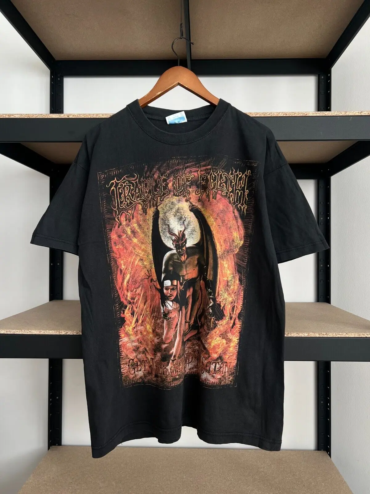 Vintage 90S Cradle Of Filth Get Thee Behind Me Satan Black T Shirt