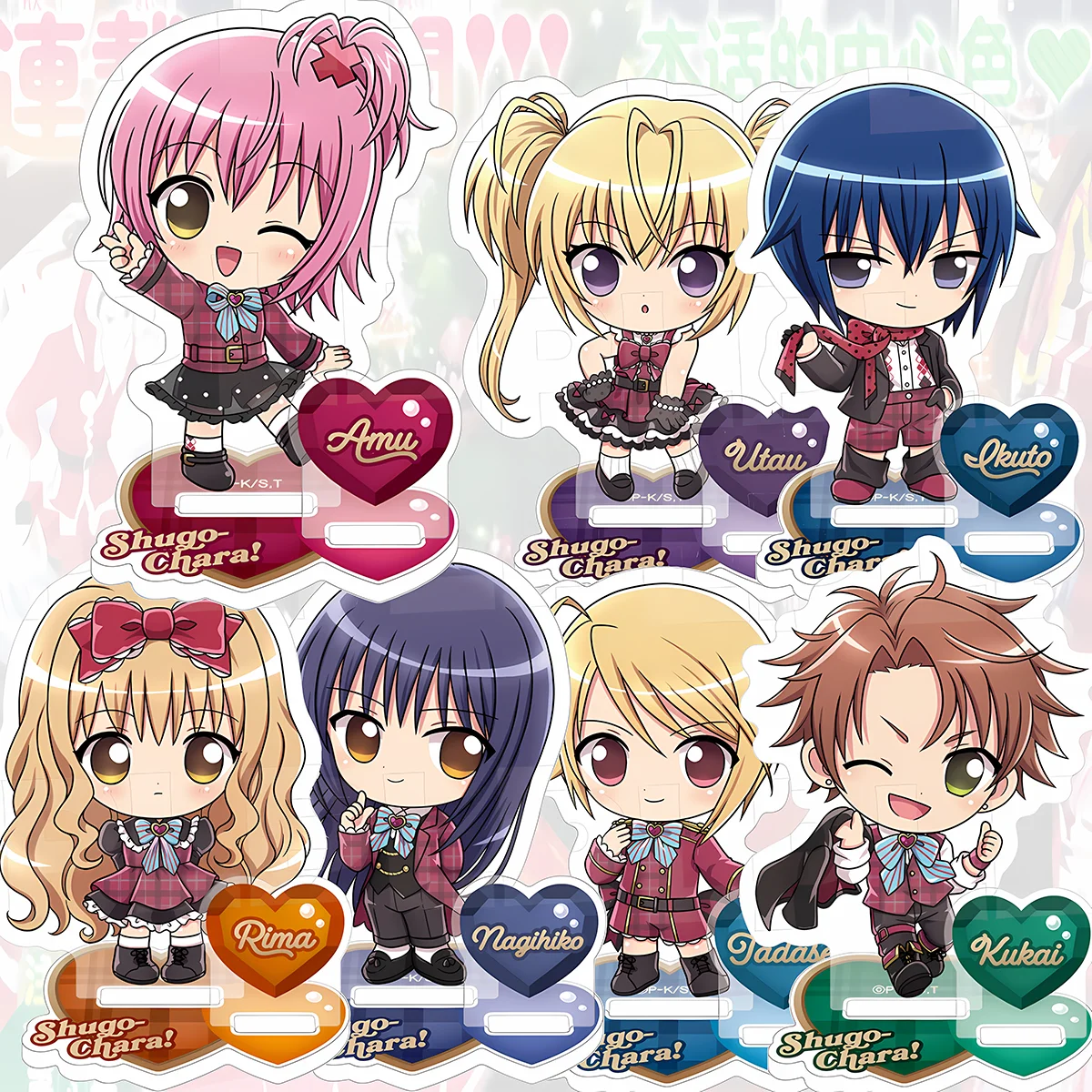 Anime Shugo Chara Hinamori Amu Tsukiyomi Ikuto 10cm Acrylic Stand Desktop Decor Birthday Gift keychain