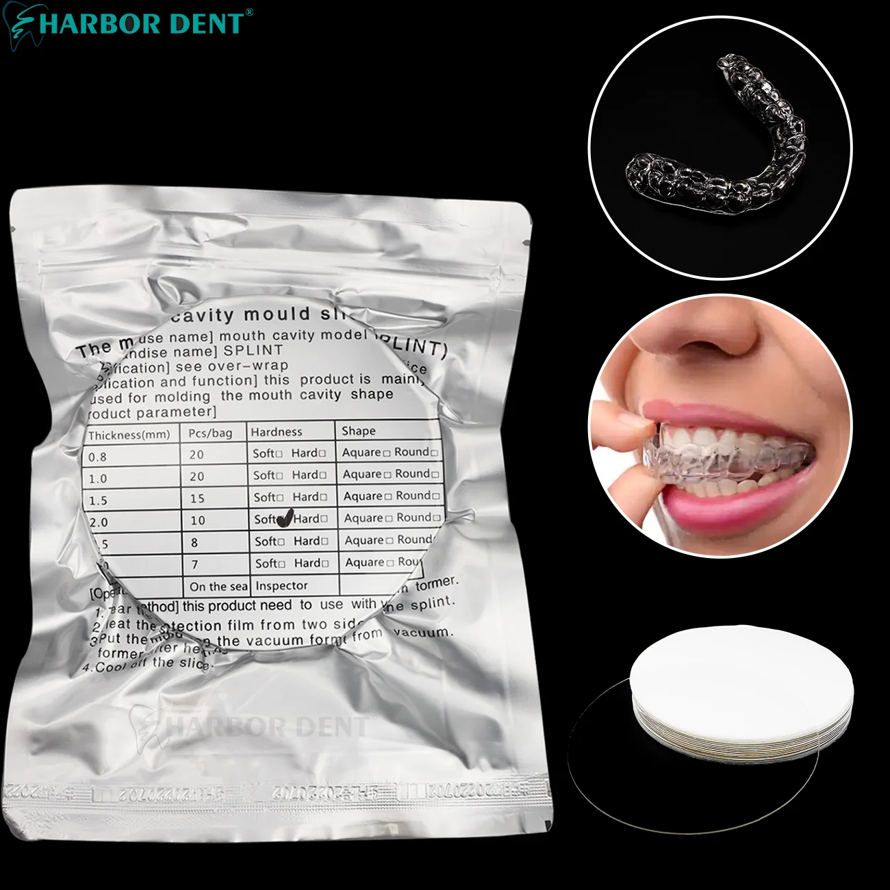 1Bag Round Dental Orthodontic Splint Retainer Slice Vacuum Forming Sheet Soft Hard Dentist Thermoforming Material